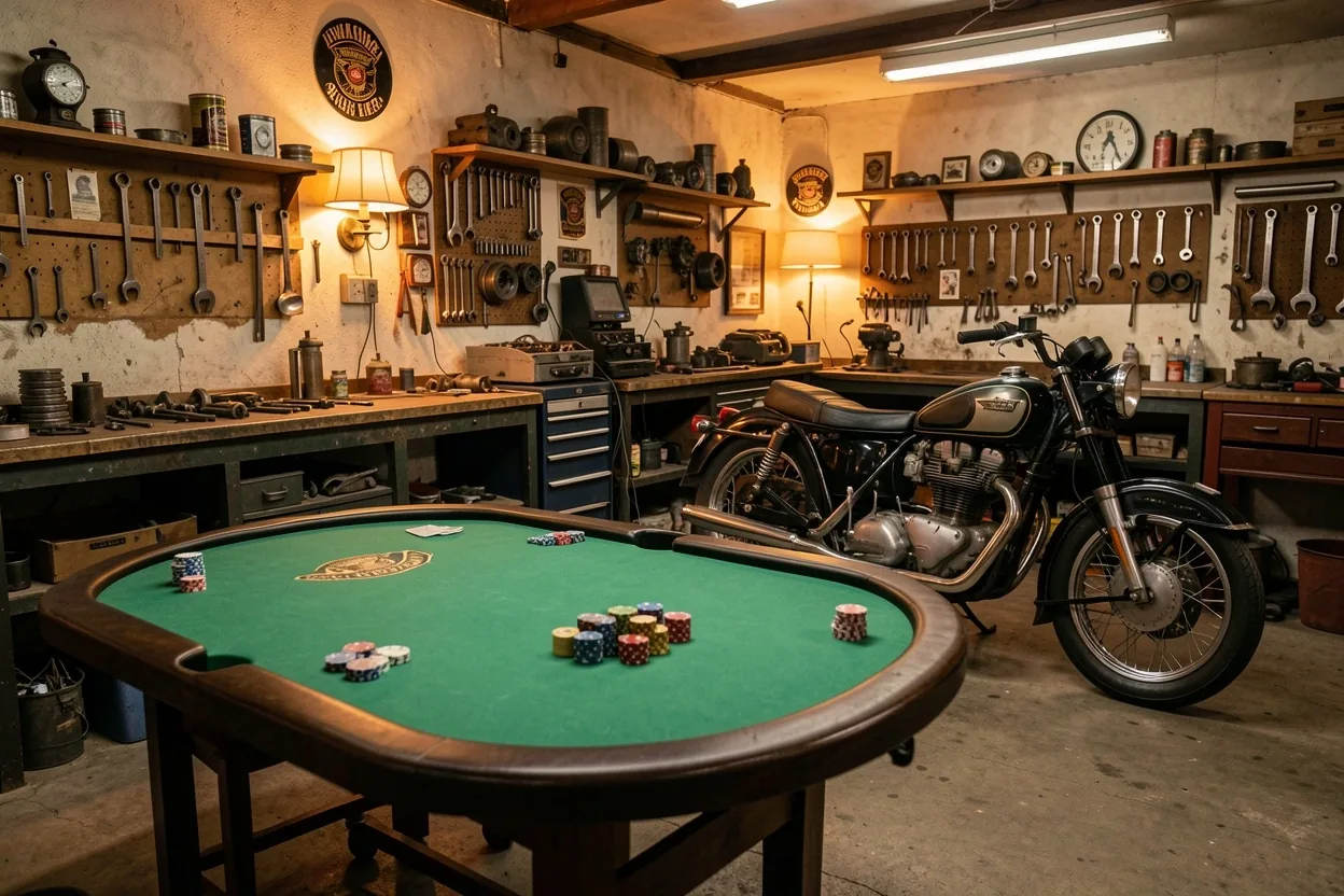 Fényterasz motorműhely és közösségi klub belső tere Debrecenben
